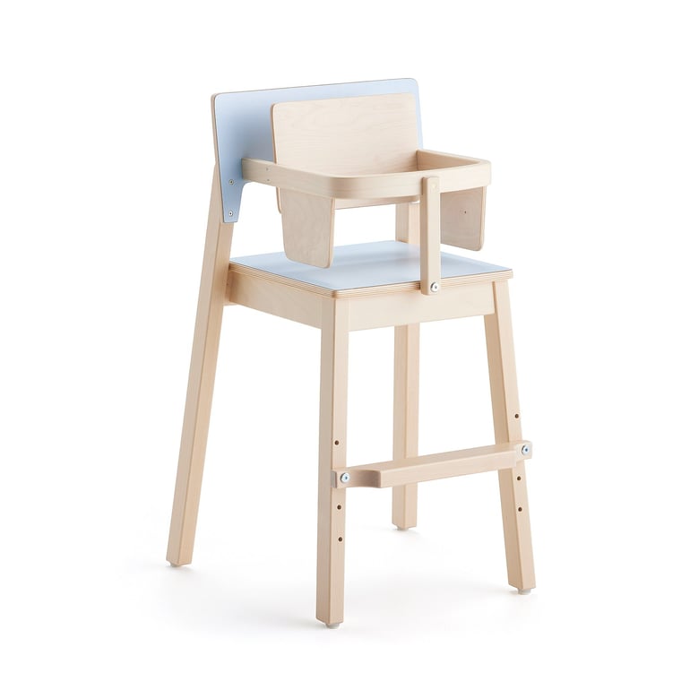 #en Chair Love 50 birch. Seatheight 50 cm. Seat and backrest blue laminate.