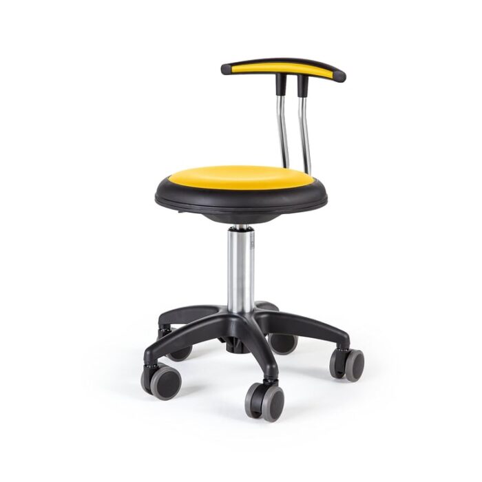 Mobilny stołek STAR, 380-480 mm, żółty