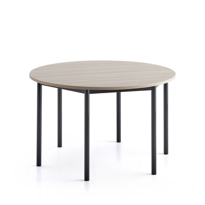 Stół SONITUS PLUS, Ø1200x720 mm, laminat HPL jesion, antracyt