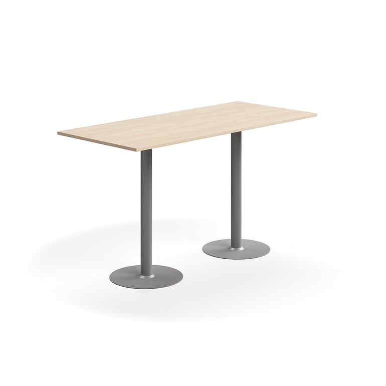 Stół barowy ALVA, 1800x800x1000 mm, laminat wysokociśnieniowy, srebrny/brzoza