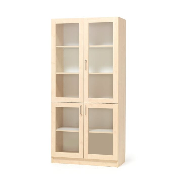 Szafa THEO, 4 drzwi szklane, 2100x1000x470 mm, brzoza
