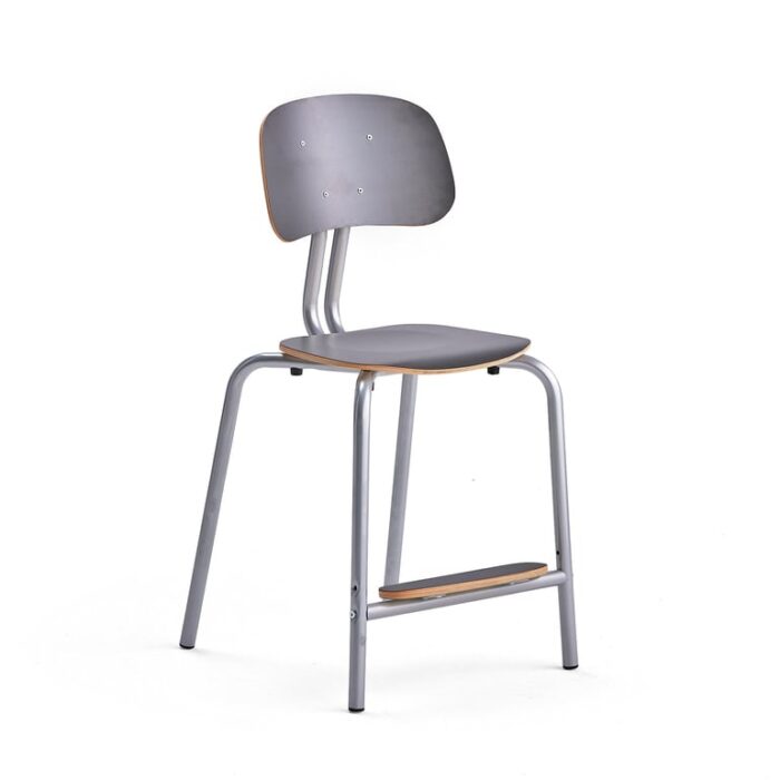 Krzesło szkolne YNGVE, 4 nogi, srebrny, antracyt, 520 mm