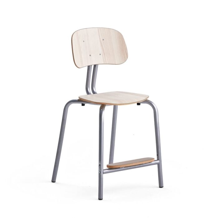Krzesło szkolne YNGVE, 4 nogi, srebrny, jesion, W 520 mm