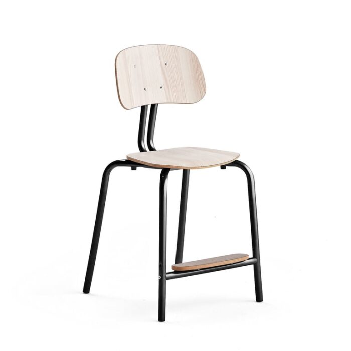 Krzesło szkolne YNGVE, 4 nogi, antracyt, jesion, W 520 mm