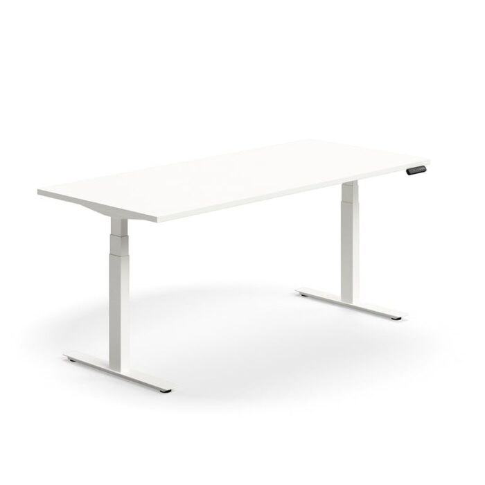 Biurko z regulacją wysokości QBUS, proste, 1800x800 mm, biała rama, biały