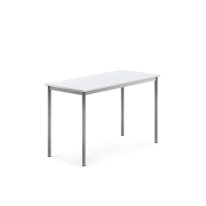 Stół SONITUS, 1200x600x760 mm, laminat HPL biały, szary aluminium
