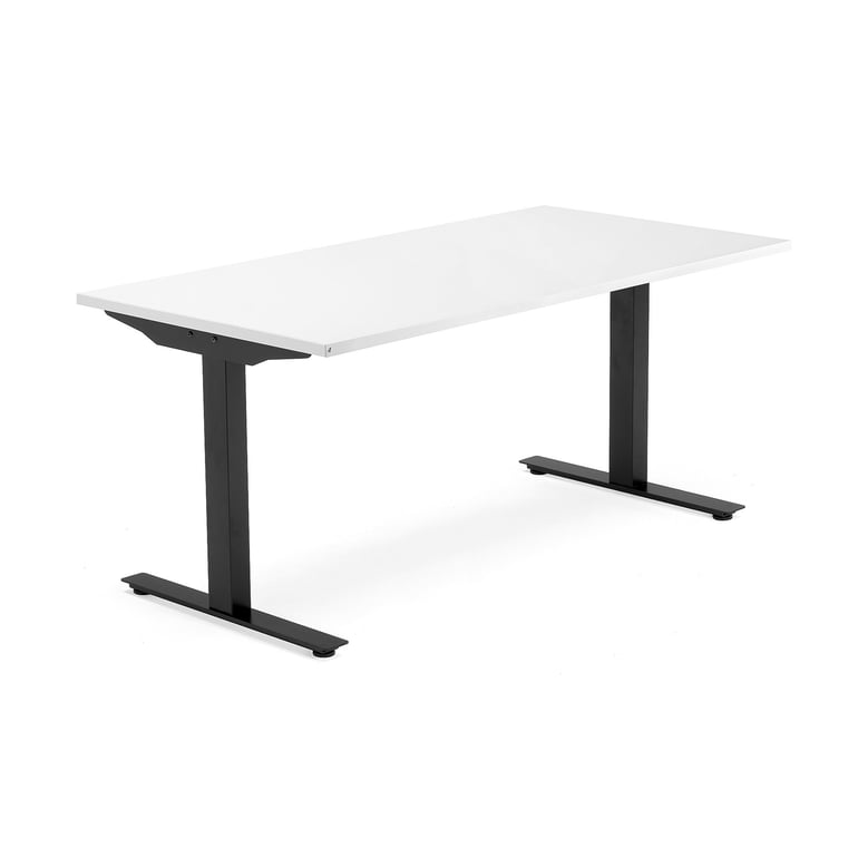 Biurko MODULUS, rama T, 1600x800 mm, czarny, biały