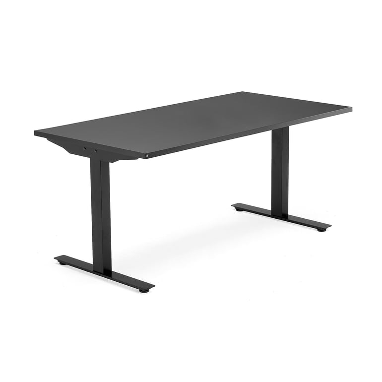 Biurko MODULUS, rama T, 1600x800 mm, czarny, czarny