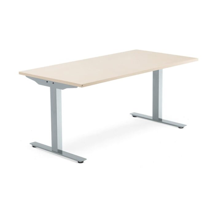 Biurko MODULUS, rama T, 1600x800 mm, srebrny, brzoza