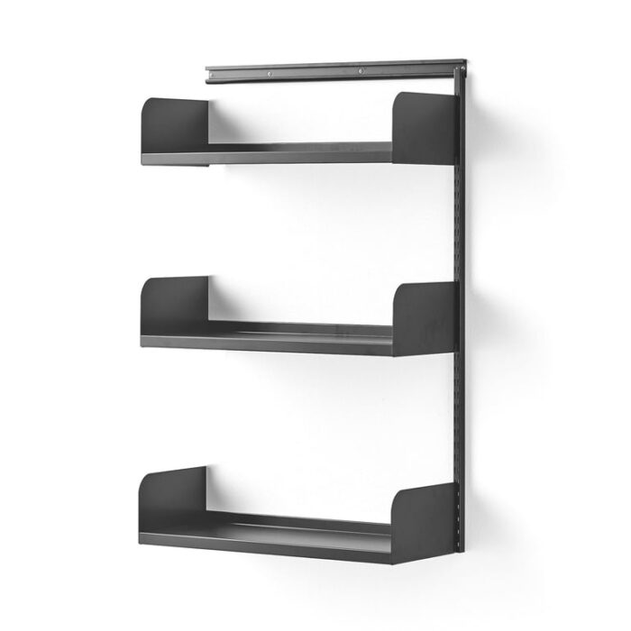 Regał ścienny SHAPE, moduł dodatkowy, półki metalowe, 1237x800x300 mm, ciemnoszary