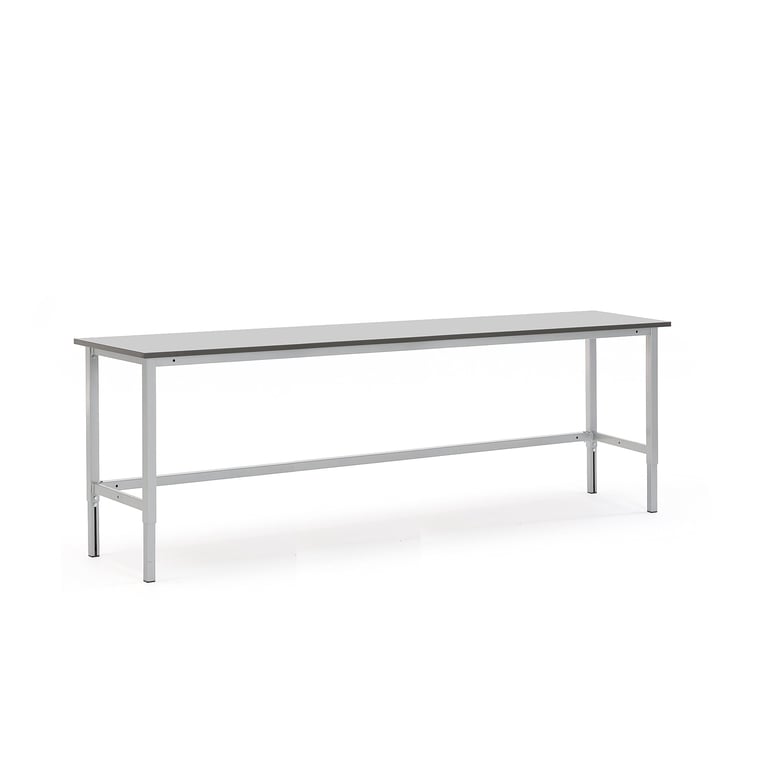 Stół roboczy z regulacją wysokości MOTION, ręczny, obciążenie 400 kg, 2500x600 mm, szary