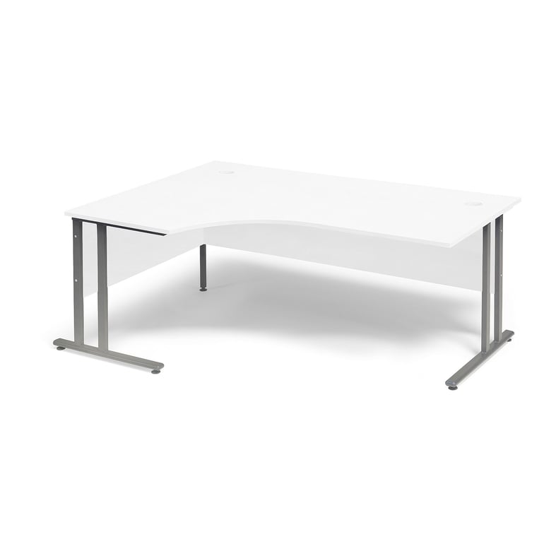 Biurko ergonomiczne FLEXUS, lewe, 1800x1200x720 mm, laminat, biały
