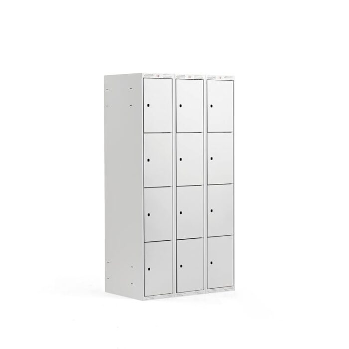Szafa schowkowa CLASSIC, 4 schowki w pionie, 3 moduły, 1740x900x550 mm, szary