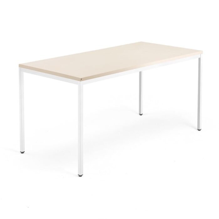 Biurko QBUS, rama 4 nogi, 1600x800 mm, biały, brzoza