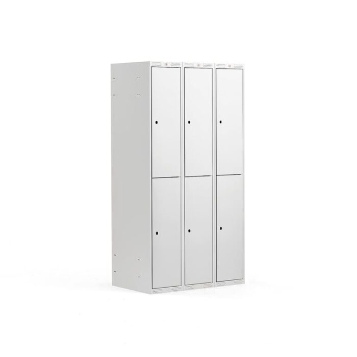 Szafa schowkowa CLASSIC, 2 schowki w pionie, 3 moduły, 1740x900x550 mm, szary