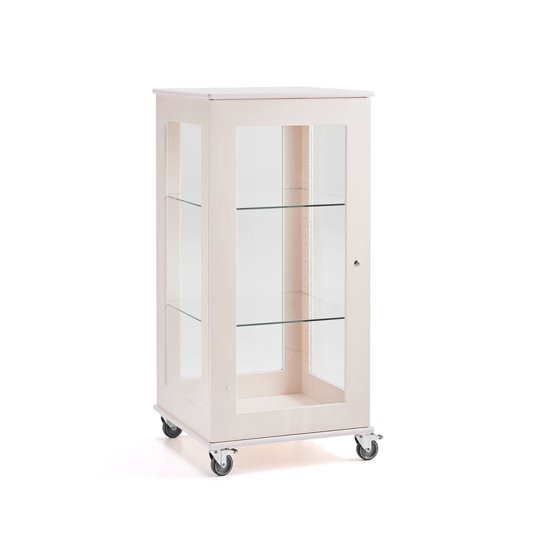 Mobilna witryna EXPO, 2 półki, 660x600x1250 mm, biały