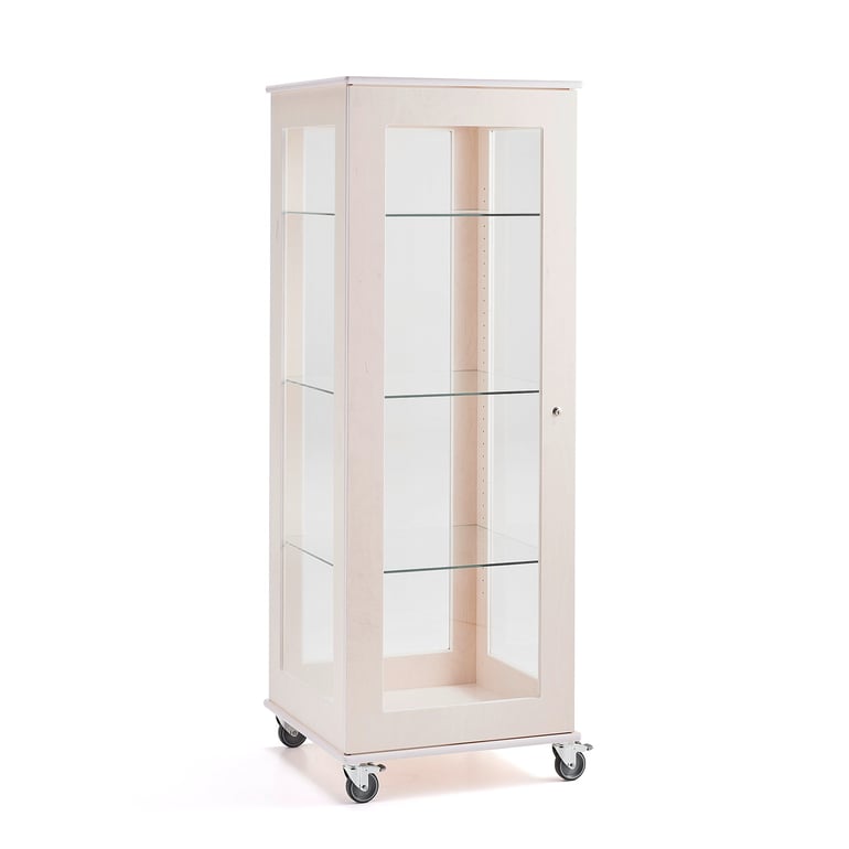 Mobilna witryna EXPO, 3 półki, 660x600x1600 mm, biały