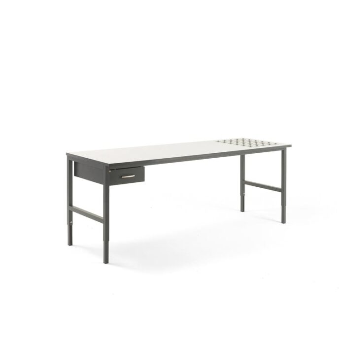 Stół roboczy CARGO, z podajnikiem kulowym, 2400x750 mm, szuflada