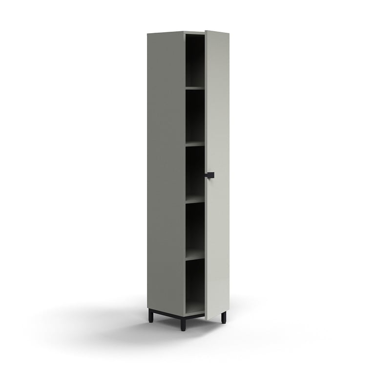Szafa QBUS, 4 półki, nóżki, uchwyt, 2020x400x420 mm, czarny, jasnoszary