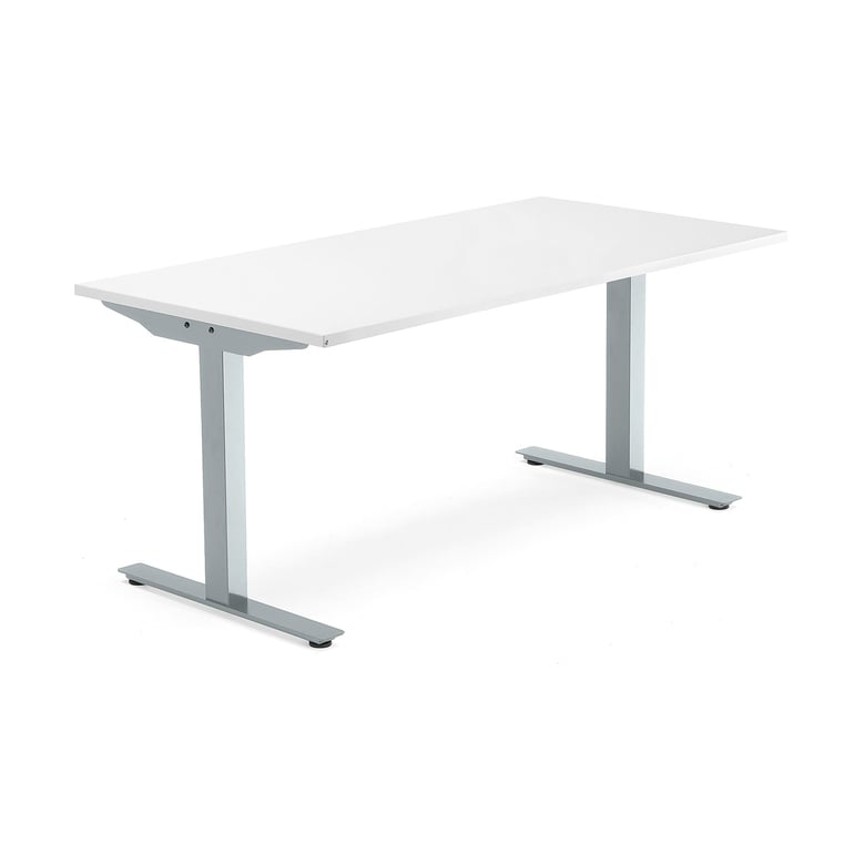 Biurko MODULUS, rama T, 1600x800 mm, srebrny, biały