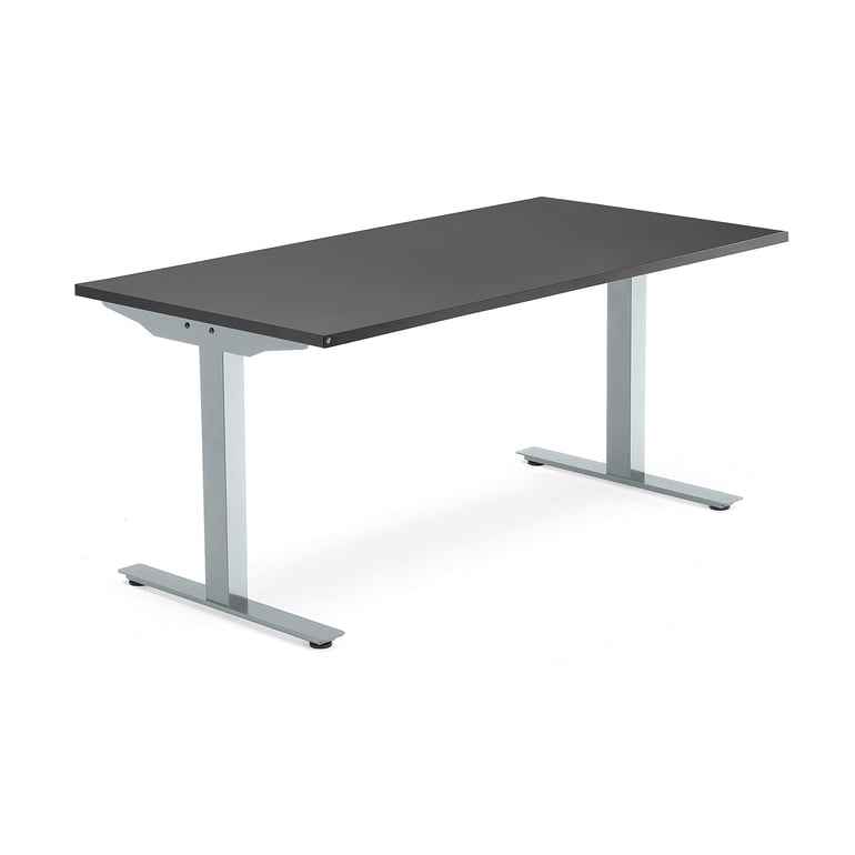 Biurko MODULUS, rama T, 1600x800 mm, srebrny, czarny