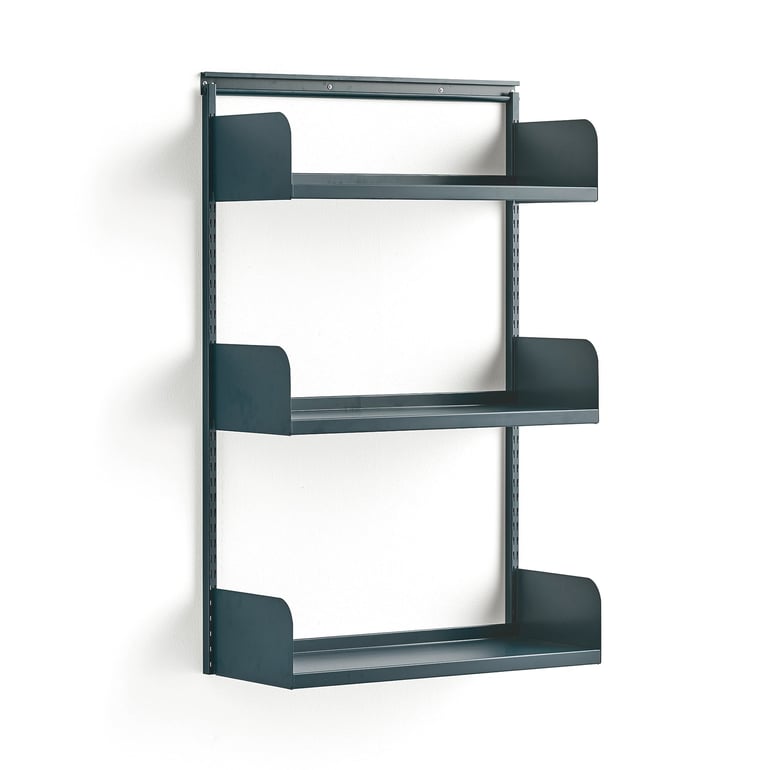 Regał ścienny SHAPE, moduł podstawowy, półki metalowe, 1237x800x300 mm, niebieski