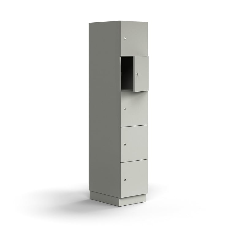 Szafa schowkowa QBUS, 5 schowków, cokół, 2020x400x570 mm, jasnoszary