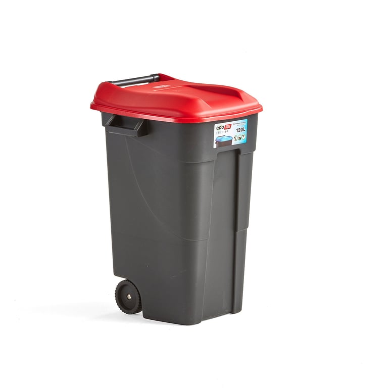 Kosz do segregacji LEWIS z pokrywą, 120L, czerwony