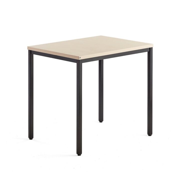 Biurko QBUS, 4 nogi, 800x600 mm, czarna rama, brzoza