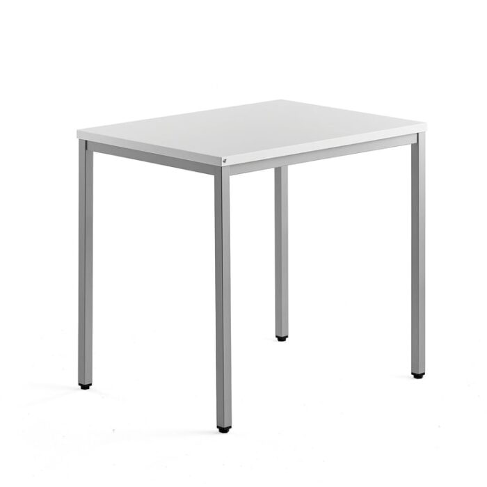 Biurko QBUS, 4 nogi, 800x600 mm, srebrna rama, biały