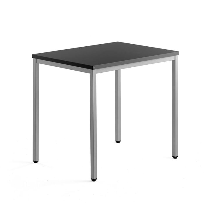 Biurko QBUS, 4 nogi, 800x600 mm, srebrna rama, czarny