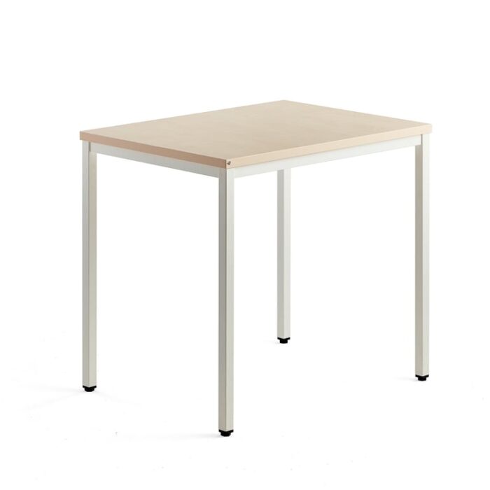 Biurko QBUS, 4 nogi, 800x600 mm, biała rama, brzoza