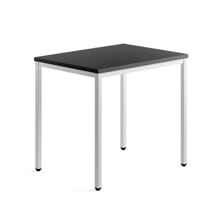 Biurko QBUS, 4 nogi, 800x600 mm, biała rama, czarny
