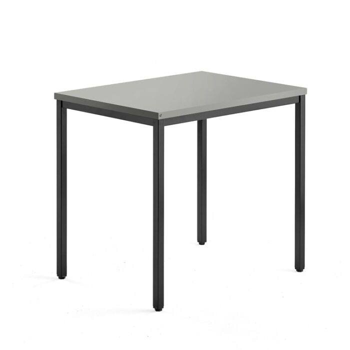 Biurko dostawka QBUS, 4 nogi, 800x600 mm, czarny, jasnoszary