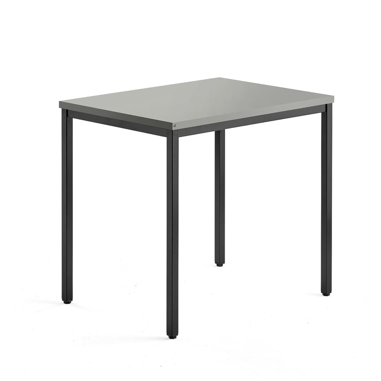 Biurko dostawka QBUS, 4 nogi, 800x600 mm, czarny, jasnoszary