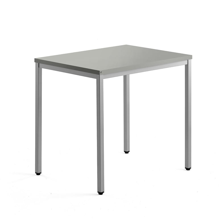 Biurko dostawka QBUS, 4 nogi, 800x600 mm, srebrny, jasnoszary