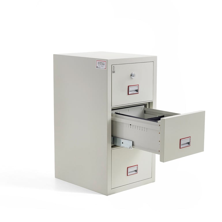 Ognioodporna szafka kartotekowa COVER, 120 min., 3 szuflady, zamek na klucz, 1210x570x700 mm