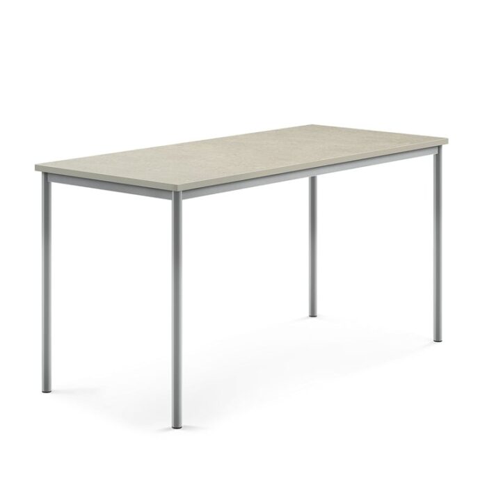 Stół SONITUS, 1800x800x900 mm, jasnoszare linoleum, szary aluminium