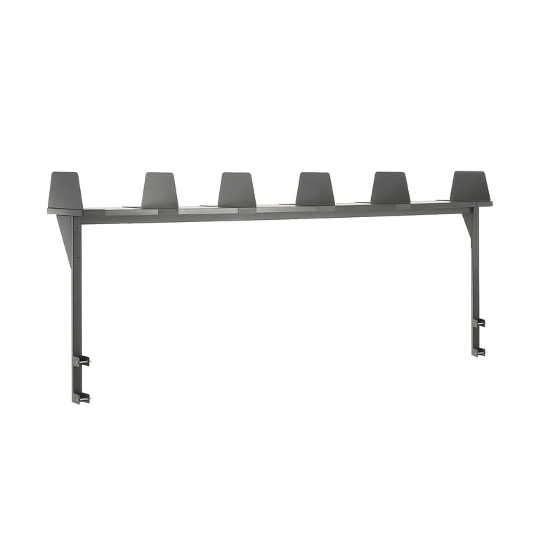 Półka górna CARGO, 2400x300 mm, 6 przegródek, szary