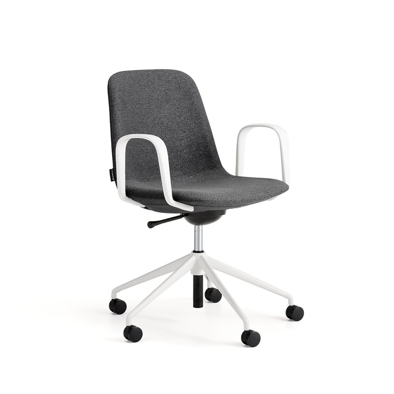Krzesło LANGLEY, niskie siedzisko, koła, podłokietniki, biały/antracyt