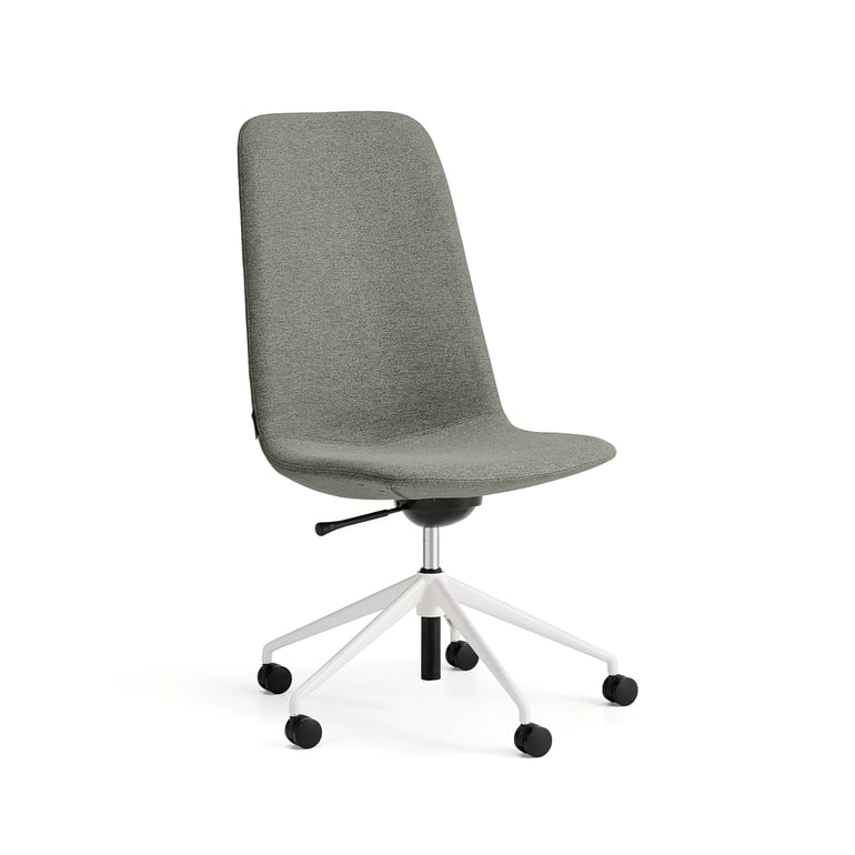 Krzesło LANGLEY, średnie siedzisko, koła, biały/zielonoszary