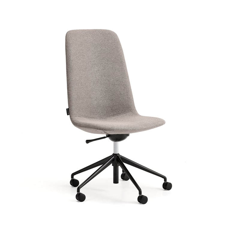 Krzesło LANGLEY, średnie siedzisko, koła, czarny/taupe