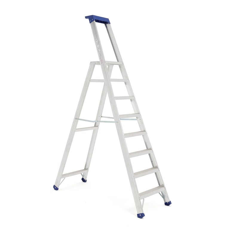 Aluminiowa drabina HIGHER z platformą, 8 stopni, platforma 1830 mm