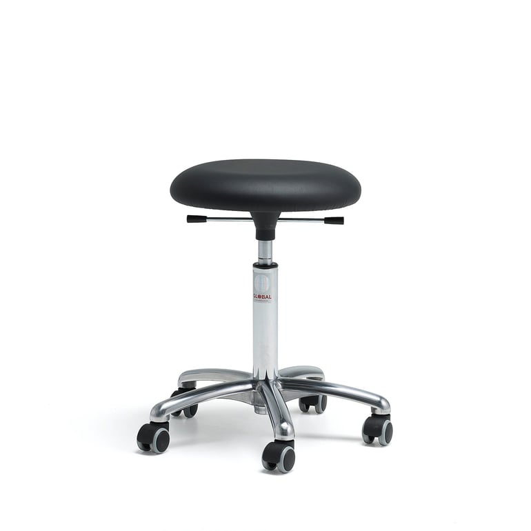 Mobile stool BETA, H 520-710 mm, artificial leather, black