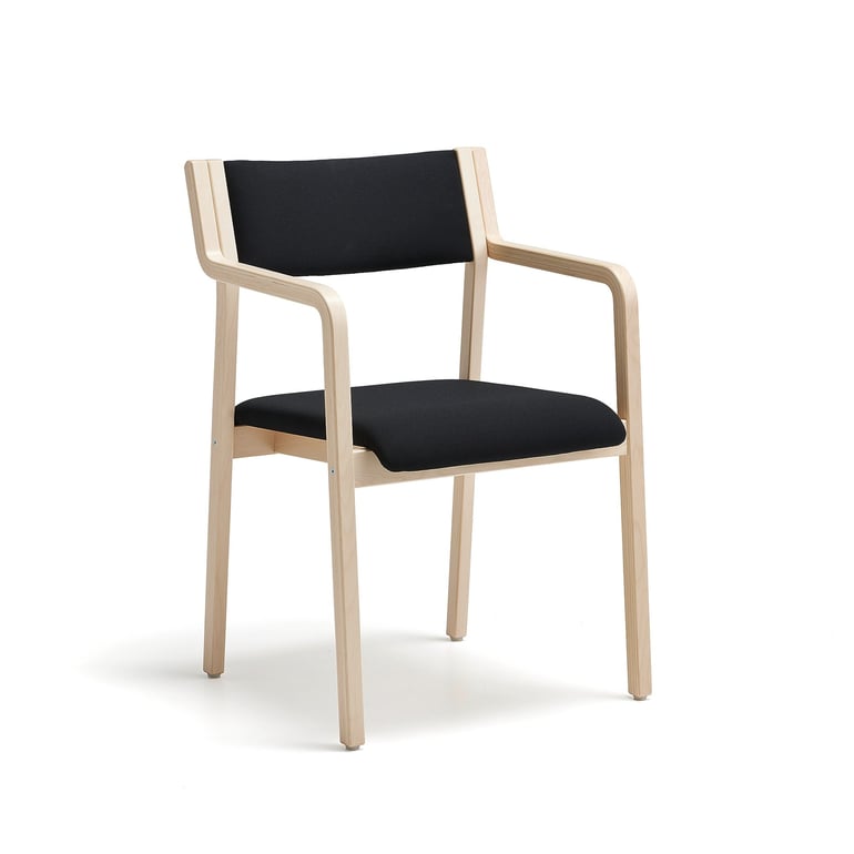 Chair HATLEY, with armrests, birch/black