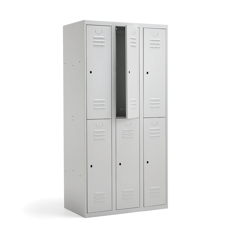 Compartment locker CAMPUS, 3 modules, 6 doors, 1800x900x500 mm, light grey