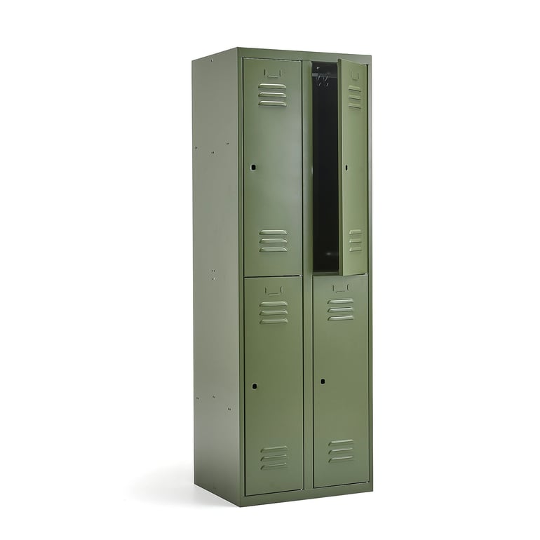 Compartment locker CAMPUS, 2 modules, 4 doors, 1800x600x500 mm, olive green