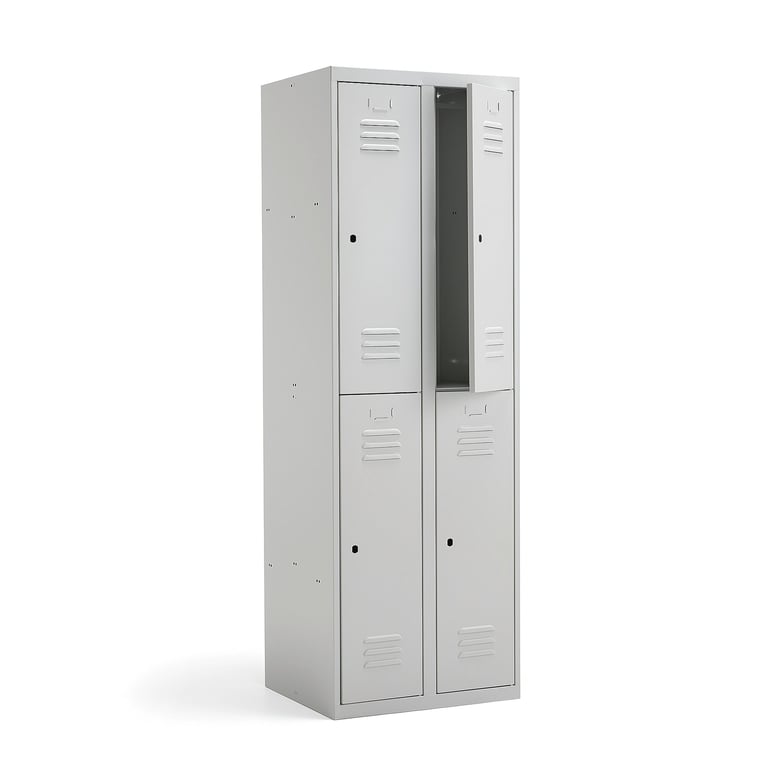Compartment locker CAMPUS, 2 modules, 4 doors, 1800x600x500 mm, light grey